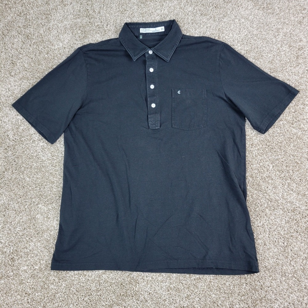 Criquet Mens Large Solid Black Performance Stretch Golf Polo Short Sleeve - Picture 2 of 6